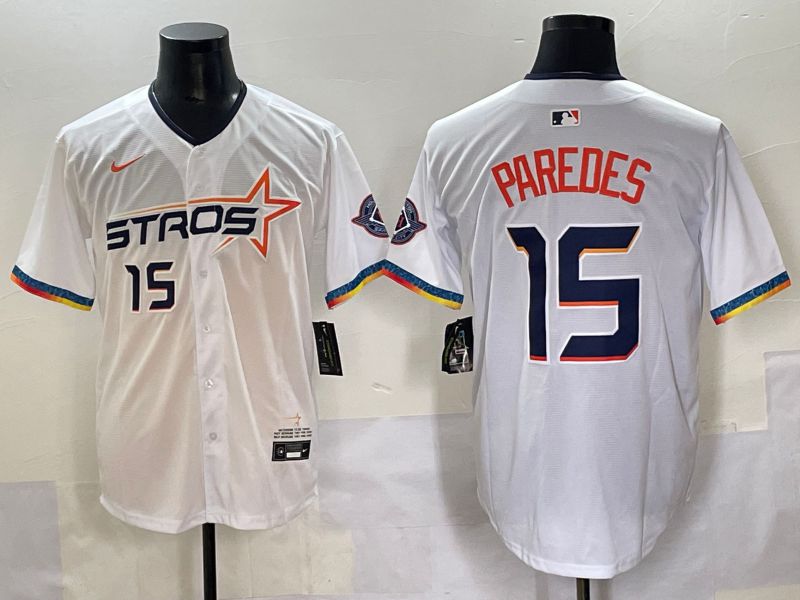 Men Houston Astros #15 Paredes White Fourth generation Joint Name 2025 Nike MLB Jersey style 4